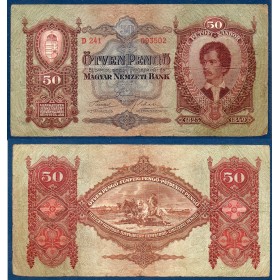 Hongrie P.99, TB Billet de 50 Pengo 1932 Petofi Sandor