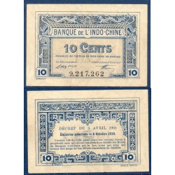 Indochine Pick N°43, Sup- Billet de banque de 10 cents 1919