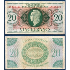 Guadeloupe Pick N°28a, TB Billet de banque de 20 francs 1944