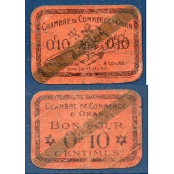 Algérie Chambre de Commerce Oran pirot 57, B Billet de banque de 10 centimes 1920