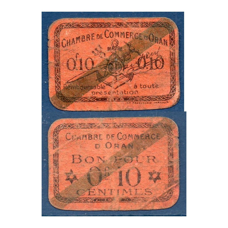 Algérie Chambre de Commerce Oran pirot 57, B Billet de banque de 10 centimes 1920