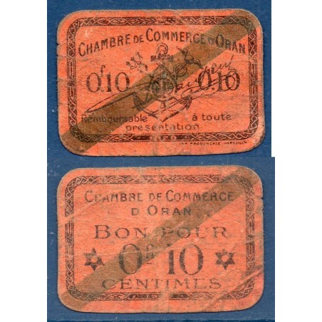 Algérie Chambre de Commerce Oran pirot 57, B Billet de banque de 10 centimes 1920