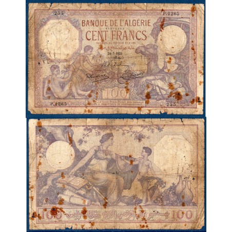 Algérie Pick N°81b, AB Billet de banque de 100 Francs 24.7.1933