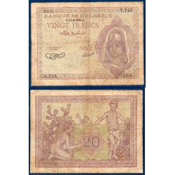 Algérie Pick N°92a, B Billet de banque de 20 Francs 11.4.1944