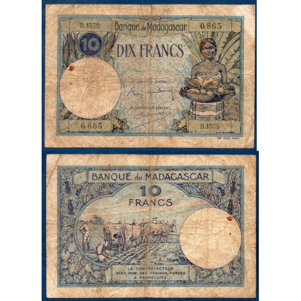 Madagascar P.36, B- Billet de 10 Francs 1937-1947