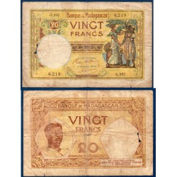Madagascar Pick N°37, B- Billet de banque de 20 Francs 1937-1947