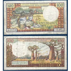 Madagascar P.57a, TB Billet de 100 francs 1966 Baobabs