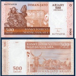 Madagascar Pick N°88c, neuf Billet de banque de 500 Ariary : 2500 Francs 2004