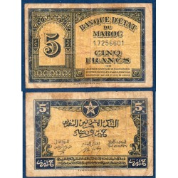 Maroc Pick N°24, B Billet de banque de 5 francs 1.8.1943