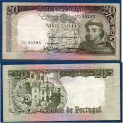 Portugal Pick N°167a, TTB Billet de banque de 20 Escudos 1964