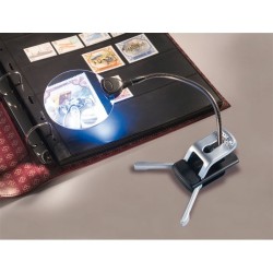 Loupe de bureau avec bras flexible grossissement 2,5x et 5x, 2 LED incluses