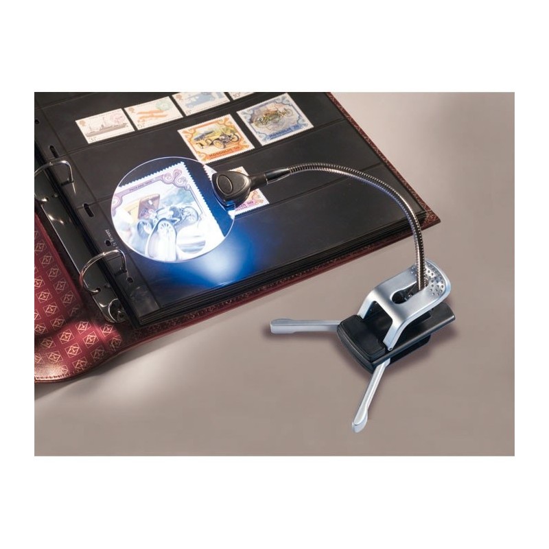 Loupe de bureau avec bras flexible grossissement 2,5x et 5x, 2 LED incluses