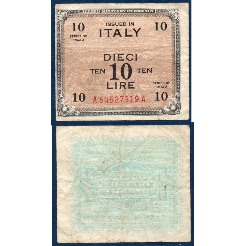 Italie Pick N°M19a, TB Billet de banque de 10 Lire 1943 série A