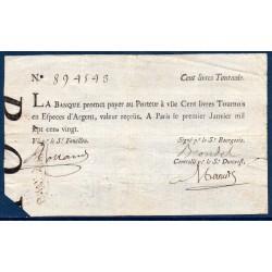 Billet de la banque de Law 100 livres tournois 1.1.1720