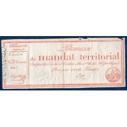 100 francs avec série Promesse de mandat territorial 28 ventose an 4 TTB- signature Petit