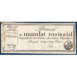 25 francs avec série Promesse de mandat territorial 28 ventose an 4 TTB signature Morin