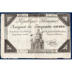 Assignat 50 livres 14.12.1792 TTB signature Boussalier mus 44