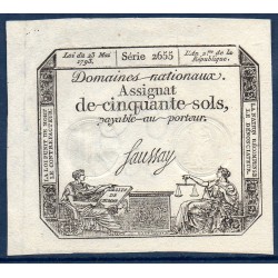 Assignat 50 sols 23.05.1793 Neuf signature Saussay mus 32