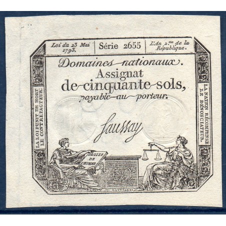 Assignat 50 sols 23.05.1793 Neuf signature Saussay mus 32