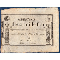 Assignat 2000 francs 18 Nivose an 3 TB signature Duval