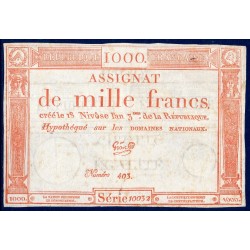 Assignat 1000 francs 18 Nivose an 3 TB signature Gros