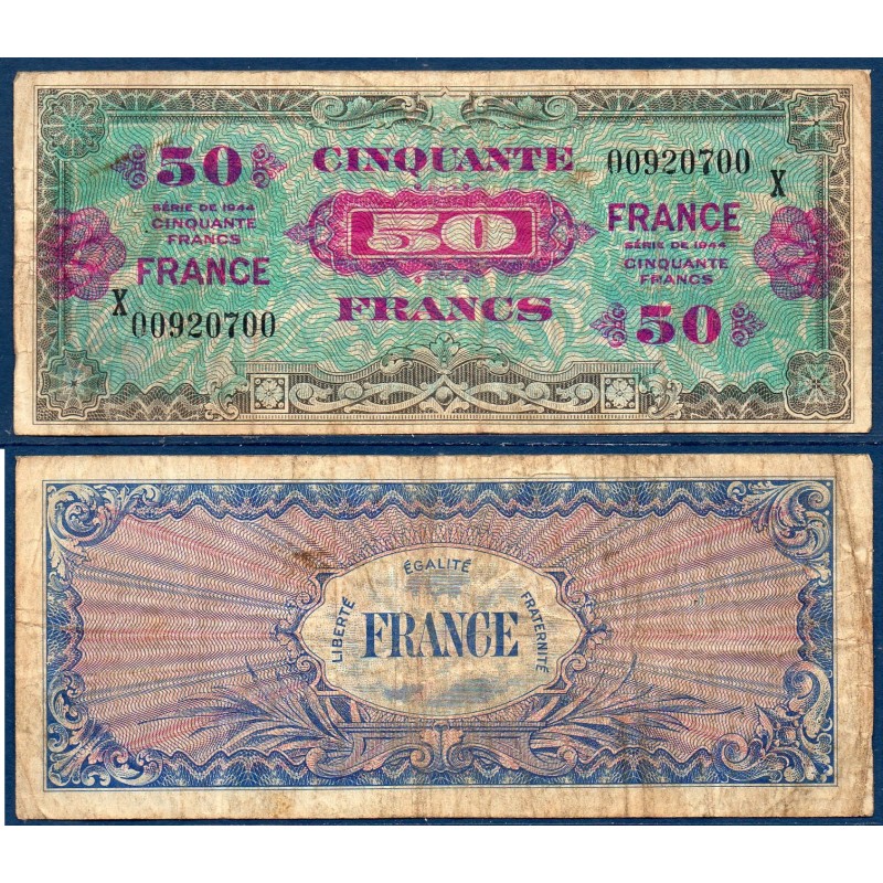 50 Francs France série X B 1945 Billet du trésor Central