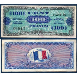 100 Francs Drapeau TTB- 1944 sans série Billet du trésor Central