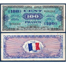 100 Francs Drapeau TB+ 1944 sans série Billet du trésor Central