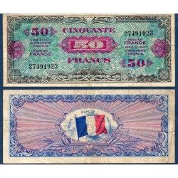 50 Francs Drapeau TB 1944 sans série Billet du trésor Central