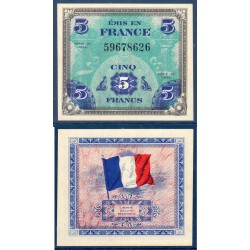 5 Francs Drapeau Neuf 1944 sans série Billet du trésor Central