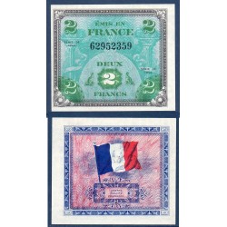 2 Francs Drapeau Neuf 1944 sans série Billet du trésor Central