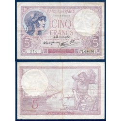 5 Francs Violet TB 26.12.1940 Billet de la banque de France