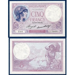 5 Francs Violet TTB+ 29.6.1933 Billet de la banque de France