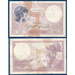 5 Francs Violet TB 30.1.1922 Billet de la banque de France