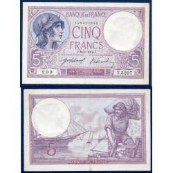 5 Francs Violet TTB+ 16.1.1919 Billet de la banque de France