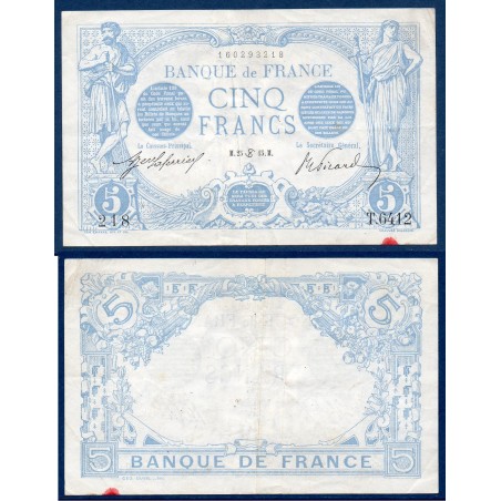 5 Francs Bleu TTB 25.6.1915 Billet de la banque de France