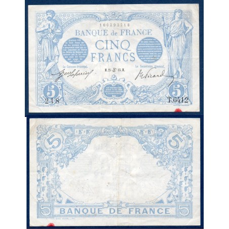 5 Francs Bleu TTB 25.6.1915 Billet de la banque de France