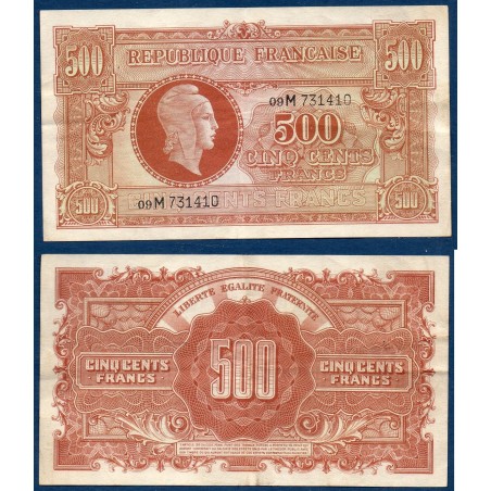 500 Francs Marianne TTB- 1945 série M Billet du trésor Central