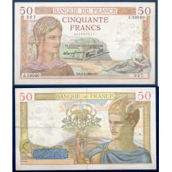 50 Francs Cérès TTB 4.4.1940 Billet de la banque de France
