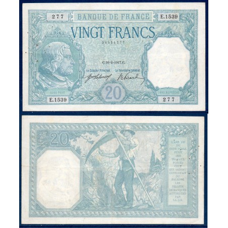 20 Francs Bayard TTB- 16.2.1917 Billet de la banque de France
