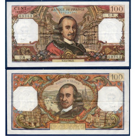 100 Francs Corneille TTB  2.4.1964 Billet de la banque de France