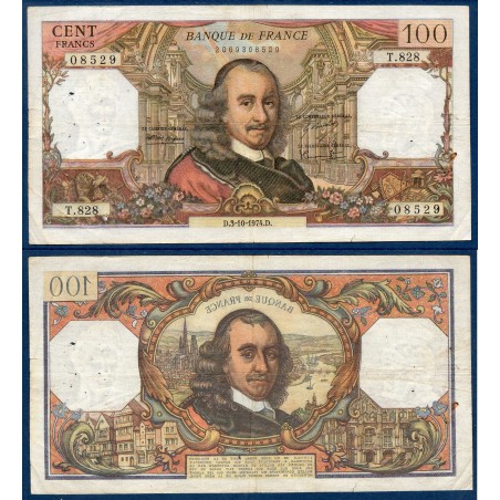 100 Francs Corneille TB 3.10.1974 Billet de la banque de France