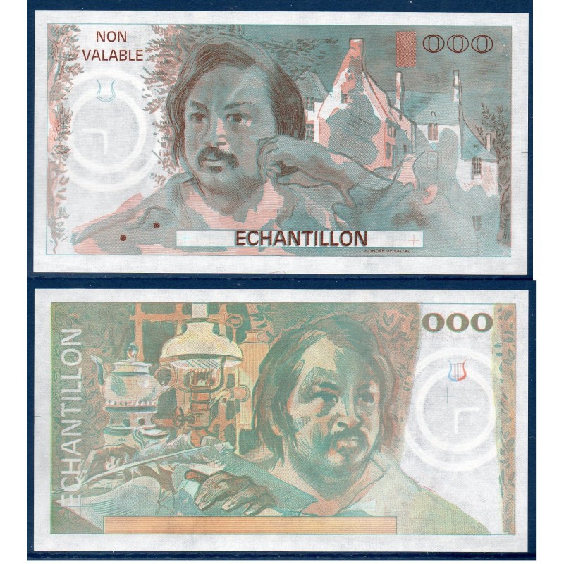 Essai 1000 francs Balzac non numéroté SPL 1980 Billet de la banque de France