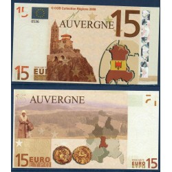 15 euros auvergne 2008 Neuf collection région billet Fantaisie
