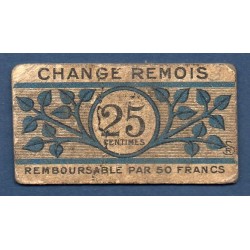 coupon Change rémois ville de Reims 25 centimes TB 1914 pirot 51-43 Billet