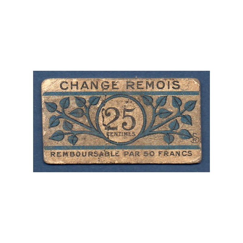 coupon Change rémois ville de Reims 25 centimes TB 1914 pirot 51-43 Billet