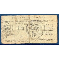 Bon communal ville de Ronssoy 1 franc TB 30.5.1915 pirot 80-450 Billet