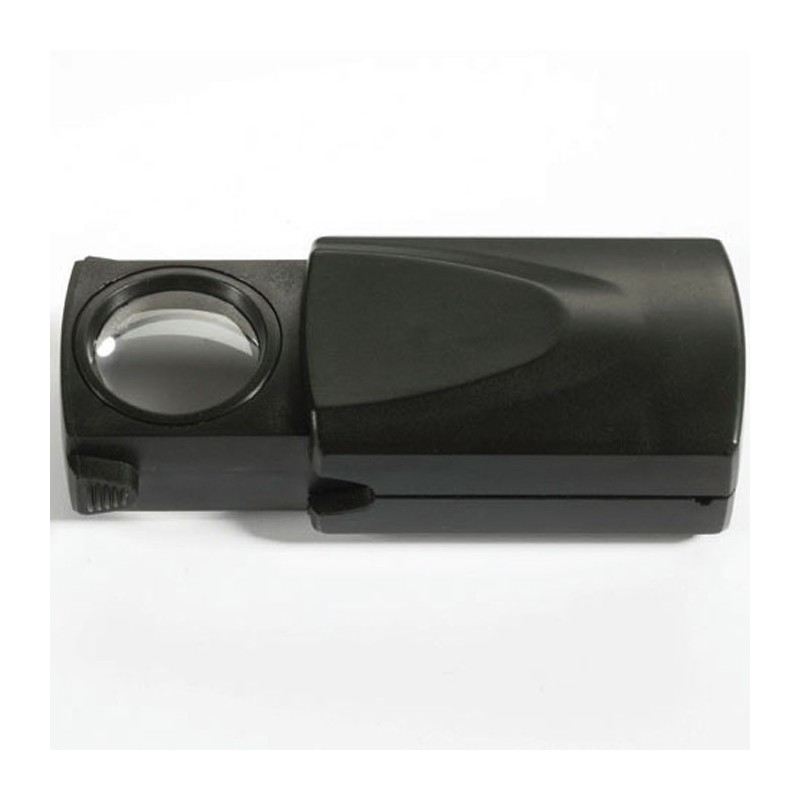 Loupe de poche rétractable LED, grossissement 20x, noire, Ø 21 mm