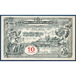 Union commercant ville Beziers 10 francs Sup ND Billet