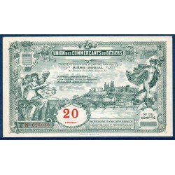 Union commercant ville Beziers 20 francs Spl ND Billet